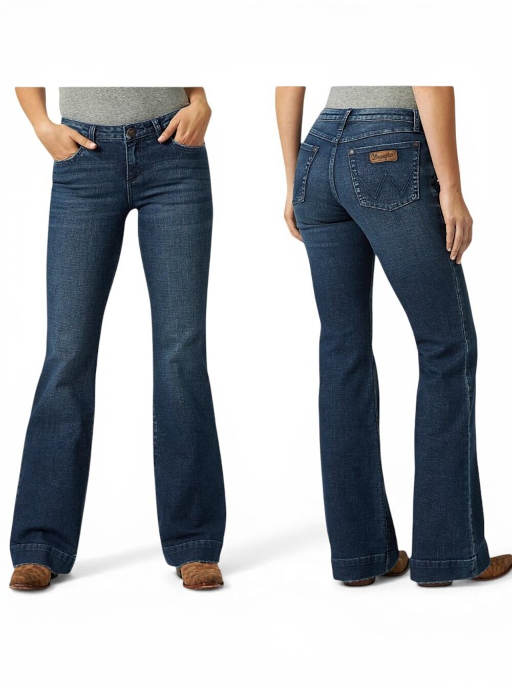Wrangler Retro Mae Mid-Rise Stretch Jeans Sophia Dark Wash Flare NWT New 5 X 32